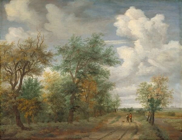 Wooded Landscape with Figures, c. 1658. Creator: Meindert Hobbema