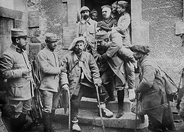Wounded French leaving hospital, 1917. Creator: Bain News Service