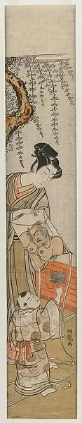 Young Man and Child with a Kite, early-mid 1770s. Creator: Isoda Koryusai (Japanese)