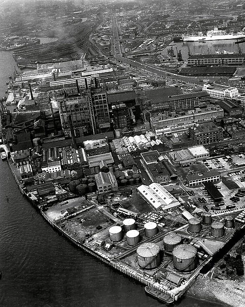 Aerial view of the B.P. oil refinery at Silvertown, East London