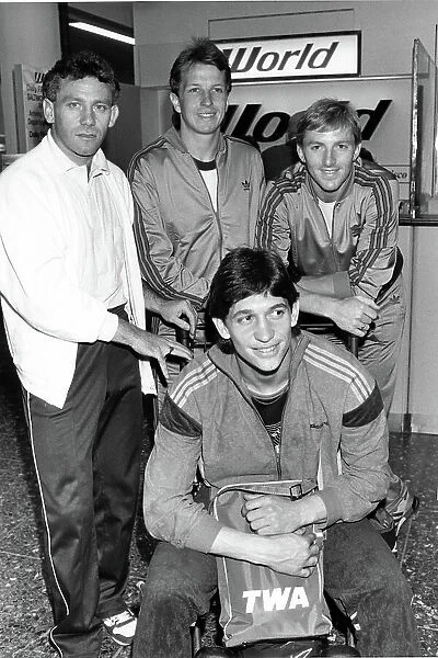 Peter Reid, Trevor Steven, Gary Stevens and Gary Lineker fly out to join the England football squad in Colorado en route to Mexico for the 1986 World Cup