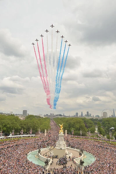 Aircraft mark The Queens 90th Birthday with a fly-past over Buckingham palace