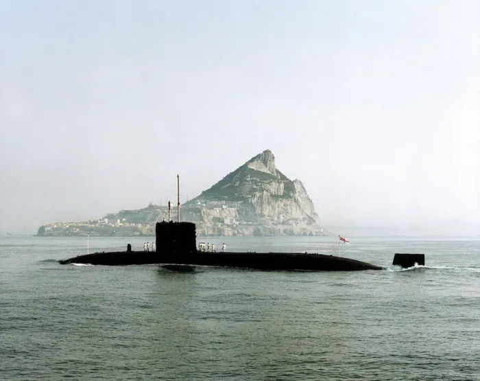 Framed Print : HMS Superb Print with Gibraltar Background Framed Print : HMS Superb Print with Gibraltar Background
