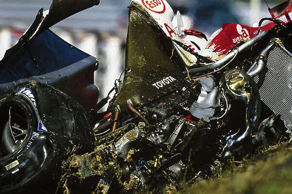 2002 Japanese GP. SUZUKA, JAPAN - OCTOBER 13: Allan McNish's totalled Toyota