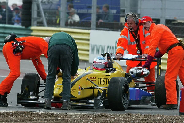 2003 British Formula 3 Championship. Croft 4th May. Michael Keohane after his first lap accident. World Copyright - Todd / Ebrey / LAT Photographic