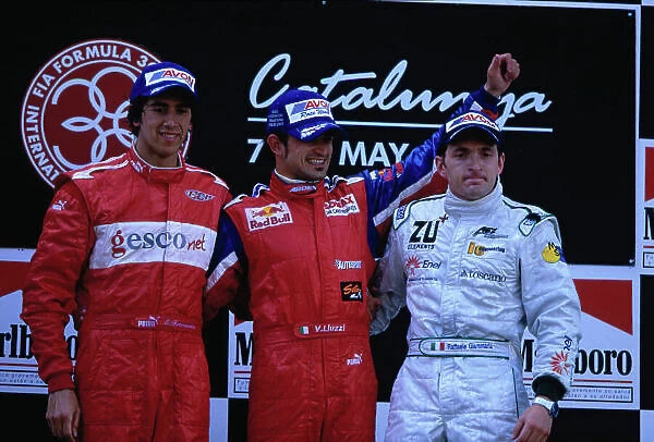 2004 Formula 3000 Championship (F3000) Barcelona, Spain. May 7th - 8th. Vitantonio Luizzi (Arden International), Enrico Toccacelo (BCN F3000) and Raffaele Giammaria (AEZ I.E)