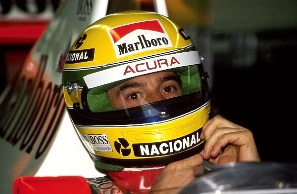 Ayrton Senna in helmet - USA GP (1990) - Photographic print for sale