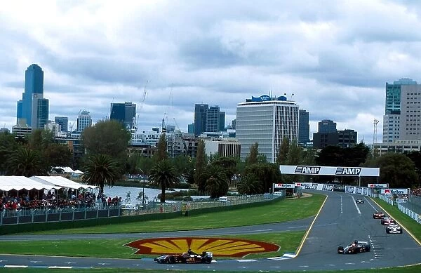 Formula One World Championship: Grand Prix debutante Mark Webber Minardi PS02 sensationally came from eighteenth to finish fifth