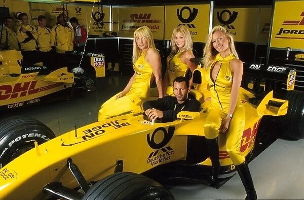 Formula One World Championship: Manchester Uniteds Ryan Giggs got to grips with both the Jordan Honda EJ12 and a bevvy of beauties