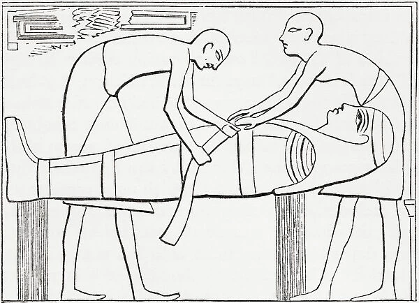 Ancient Egyptians Swathing Or Wrapping Bandages Round A Mummy. From The Imperial Bible Dictionary, Published 1889