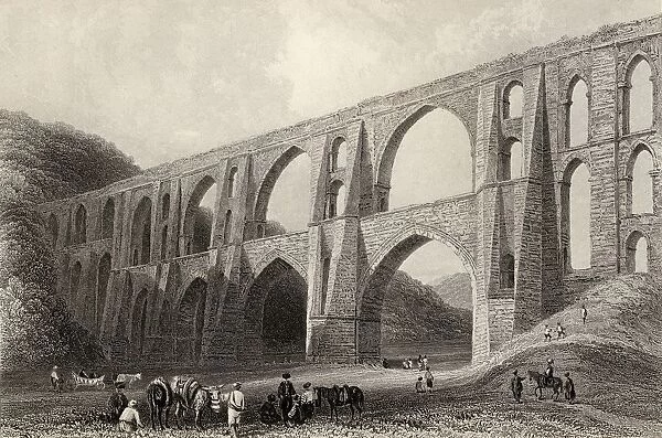 Aqueduct Of The Emperor Valens, Near Pyrgo, Turkey. Engraved By R. Wallis After W. H. Bartlett