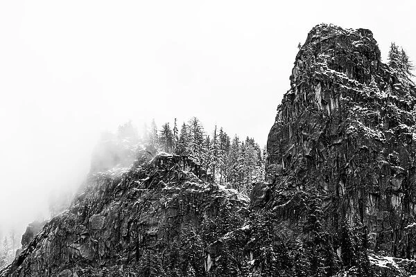 Black and white rocky cliffs, Yosemite National Park, California, USA