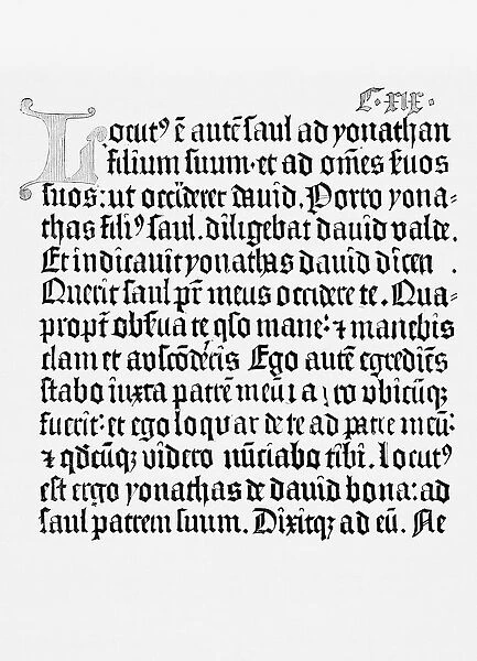 Copy Of A Page From The Bible Printed In Mainz 1456 By Johannes Gutenberg