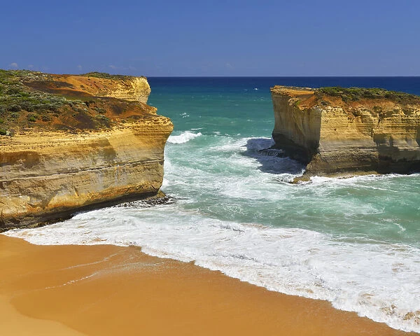 Eroded Rock Formation in Ocean in Summer, London Arch, Port Campbell National Park, Great Ocean Road, Victoria, Australia