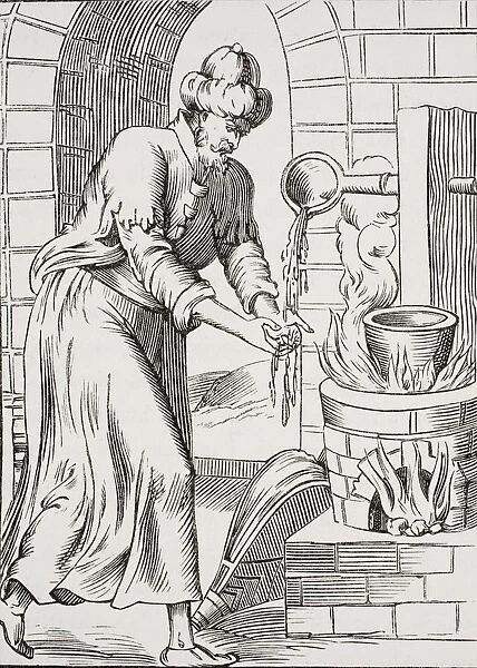 The Gipsy Who Used To Wash His Hands In Molten Lead. Facsimile Of A Woodcut In The Histoires Merveillesuses