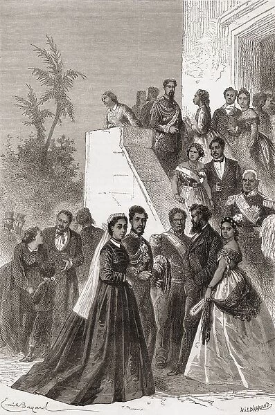 Kamehameha IV, 1834-1863, centre, with his family. Monarch of the Kingdom of Hawaii from 1834-186
