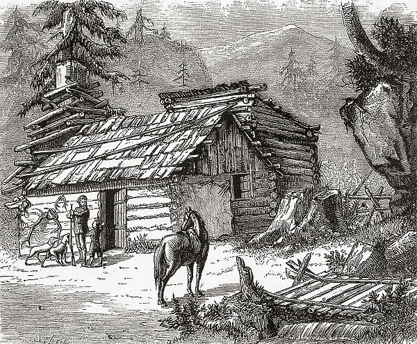 Log Hut West 19th Century Early Settlers Family