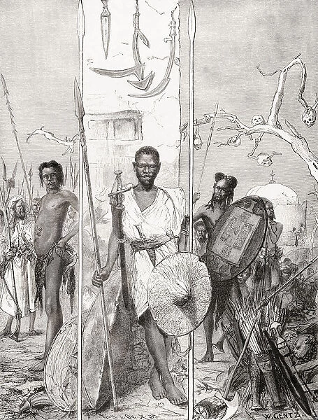 Mahdi warriors with their weapons. From La Ilustracion Iberica, published 1884