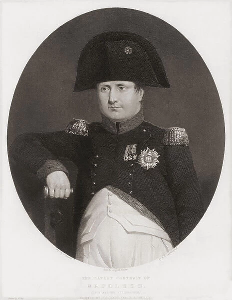 Napoleon Bonaparte, 1769 - 1821. French statesman, military leader and Emperor of the French. Detail of Sir Charles Lock Eastlake 1815 painting Napoleon on Board the Bellerophon in Plymouth Sound. Eastlake had hired a boat to take him alongside the Bellerophon and sketched the captive Napoleon from there
