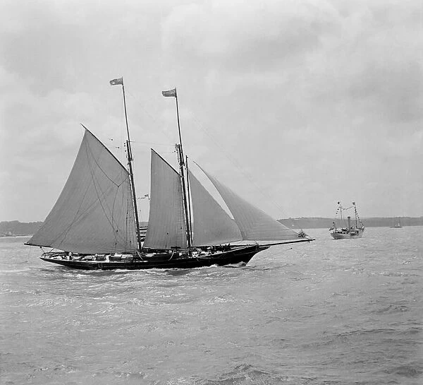 negative 1900, Victorian era. A sailing chip at the Coronation review, King George V 1911. Schooner perhaps?