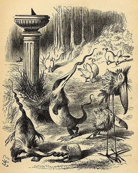 The Slithy Toves. Illustration By Sir John Tenniel, 1820-1914. From The Book Through The Looking-Glass And What Alice Found There By Lewis Carroll. Published London 1912