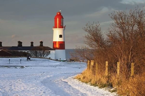 South Shields, Tyne And Wear, England; A Lighthouse And House Along The Coast