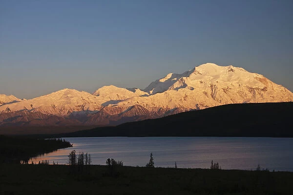 Sunset Scenic Over Wonder Lake And Mt. Mckinley, Denali National Park, Interior Alaska