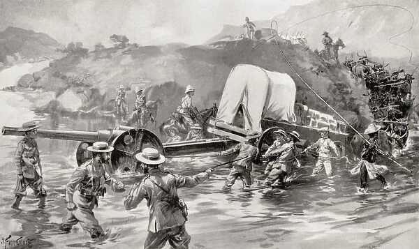 Taking A 4. 7 Naval Gun Across The Tugela River During The Battle Of Colenso, Natal, South Africa In 1899. From The Book South Africa And The Transvaal War By Louis Creswicke, Published 1900