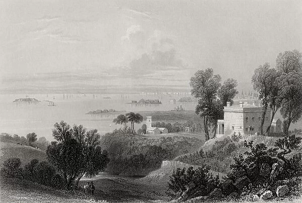 View From Gowanus Heights Brooklyn Usa From A 19Th Print Engraved By H Adlard After W H Bartlett