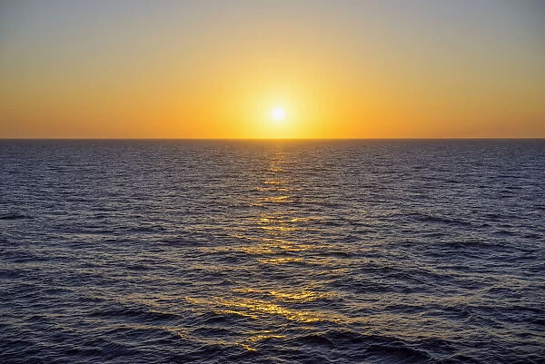 Yellow sunrise over the North Sea, Netherlands