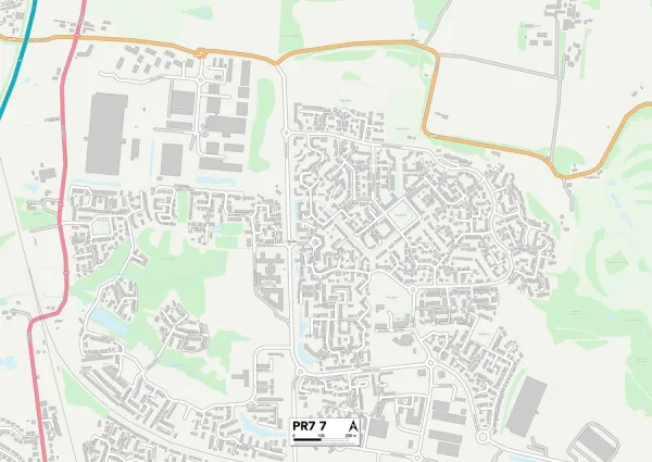 Chorley PR7 7 Map. Postcode Sector Map of Chorley PR7 7