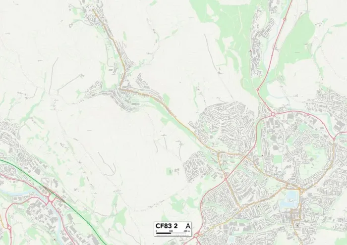 Framed Print : Caerphilly CF83 2 Print Map Sector
