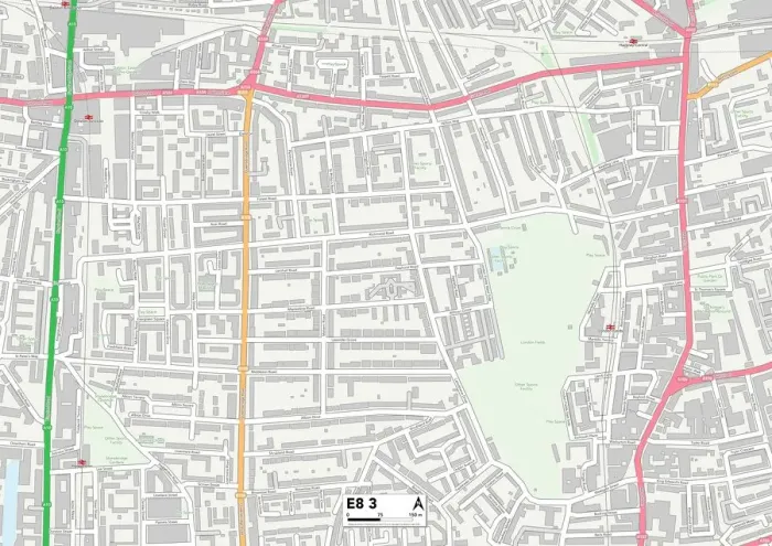 Framed Print : Hackney E8 3 Postcode Sector Print Map