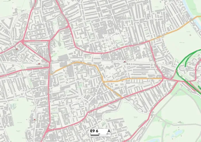Framed Print : Hackney E9 6 Postcode Sector Print Map Framed Print : Hackney E9 6 Postcode Sector Print Map