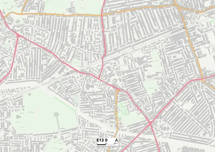 Framed Print : Newham E13 0 Print Map Postcode Sector Framed Print : Newham E13 0 Print Map Postcode Sector