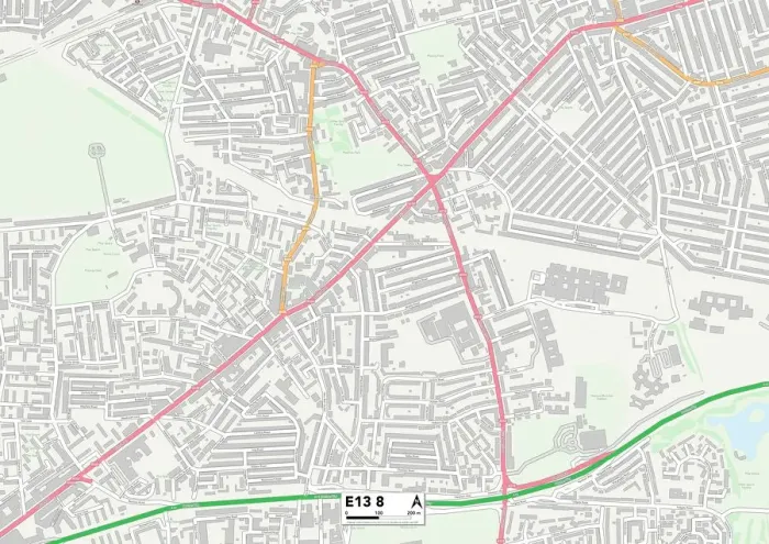 Framed Print : Newham E13 8 Print Map Postcode Sector Framed Print : Newham E13 8 Print Map Postcode Sector