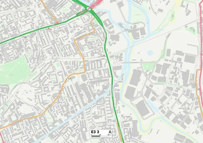Framed Print : Tower Hamlets E3 3 Print Map Sector Framed Print : Tower Hamlets E3 3 Print Map Sector