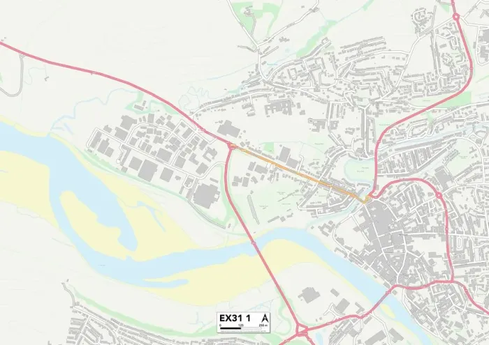 Framed Print : Exeter EX31 1 Postcode Sector Print Map
