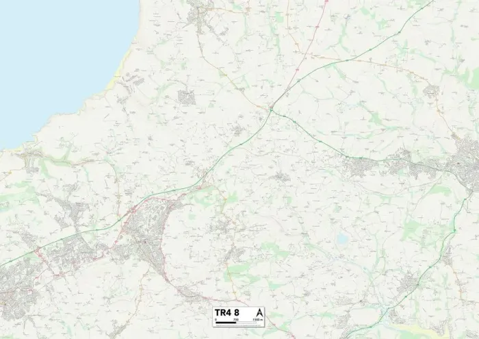 Framed Print : Cornwall TR4 8 Print Map Framed Print : Cornwall TR4 8 Print Map