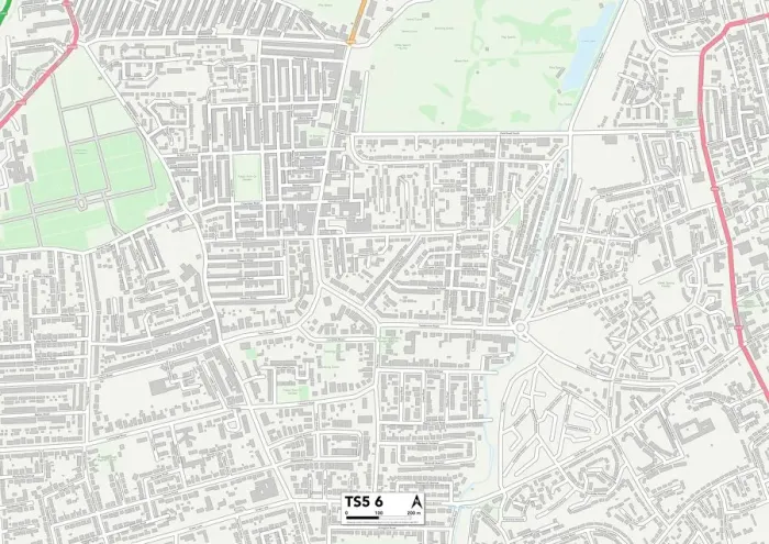 Framed Print : Middlesbrough TS5 6 Postcode Sector Print Map Framed Print : Middlesbrough TS5 6 Postcode Sector Print Map