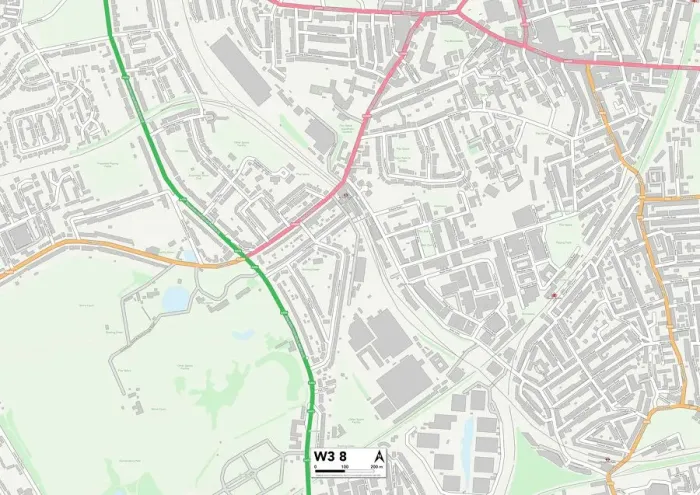 Framed Print : Ealing W3 8 Print Map Sector