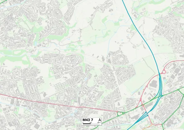 Tameside M43 7 Map. Postcode Sector Map of Tameside M43 7