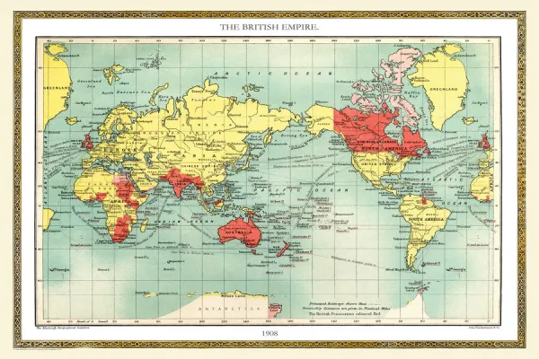 Old Map of the World 1908