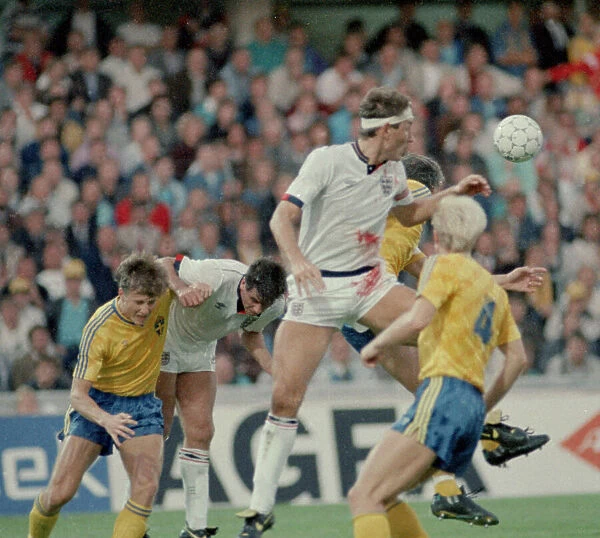 6 September 1989, Sweden v England. Terry Butcher in action during the vital World Cup
