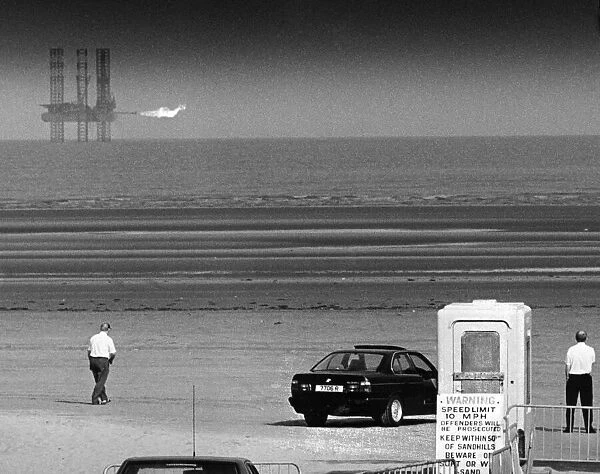 Ainsdale Beach, Merseyside, with Penrod 80 Offshore Drilling Platform in background