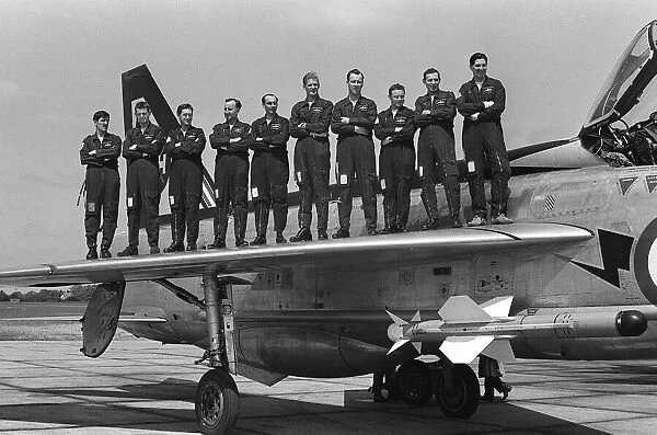 Aircraft English Electric Lightning F3. RAF 111 Squadron pilots standing