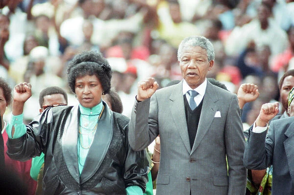 ANC leader Nelson Mandela with his wife Winnie in Soweto, Johannesburg