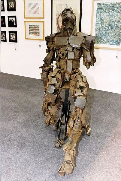 Art Sculpture metal man by Caroline Morgan of Norfolk Institute of Art and Design. 1991