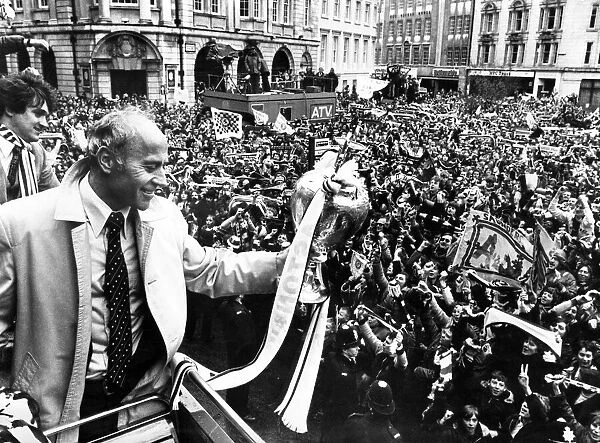 Aston Villa Manager Ron Saunders with the League Championship Trophy