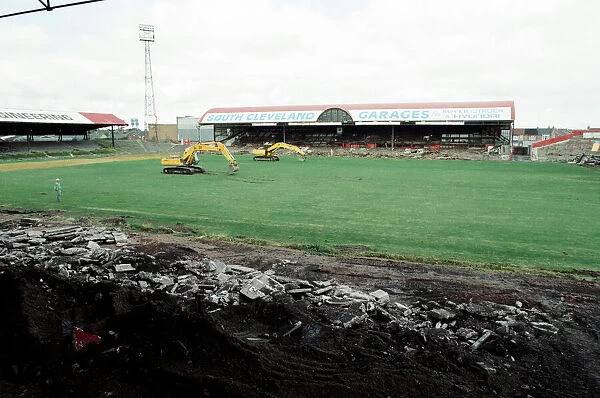 Ayresome Park, the home of Middlesbrough F. C is demolished following the clubs move to
